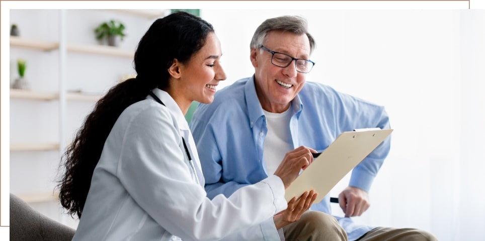 A person consulting with a medical professional