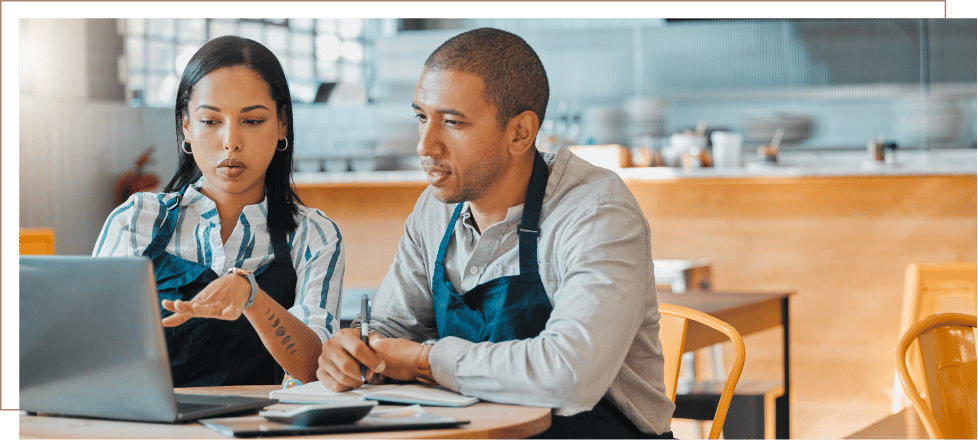 Two people working on a project