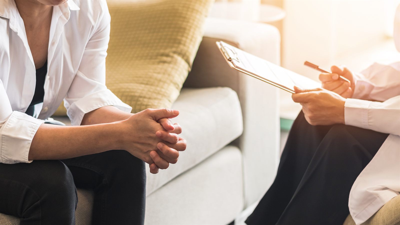 Patient meeting a mental health professional who documents symptoms for a short-term disability claim